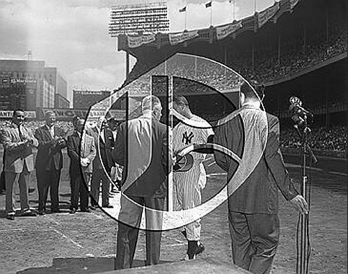 Ford Frick and Joe DiMaggio at Old Timers Day56N0328